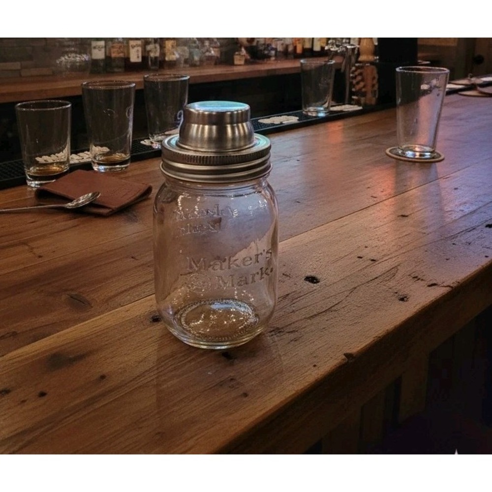 Makers Mark Mason Jar Cocktail Shaker 16oz Full Set
